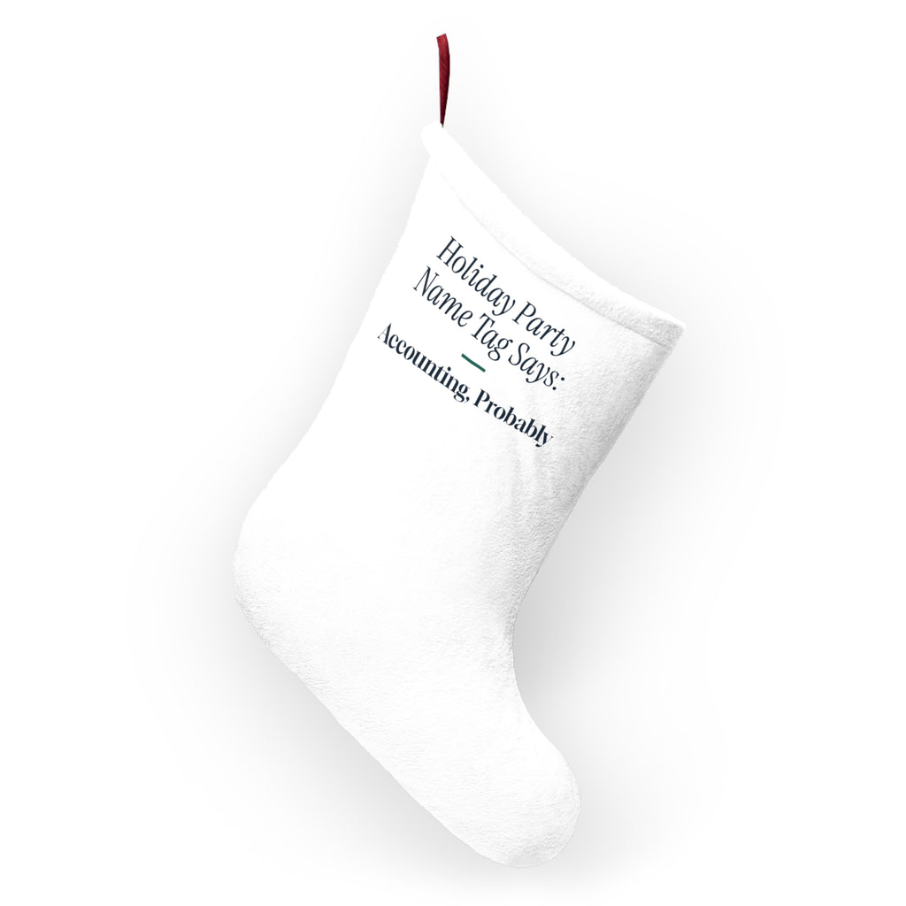 Funny Office Christmas Stocking Holiday Party Name Tag Accounting