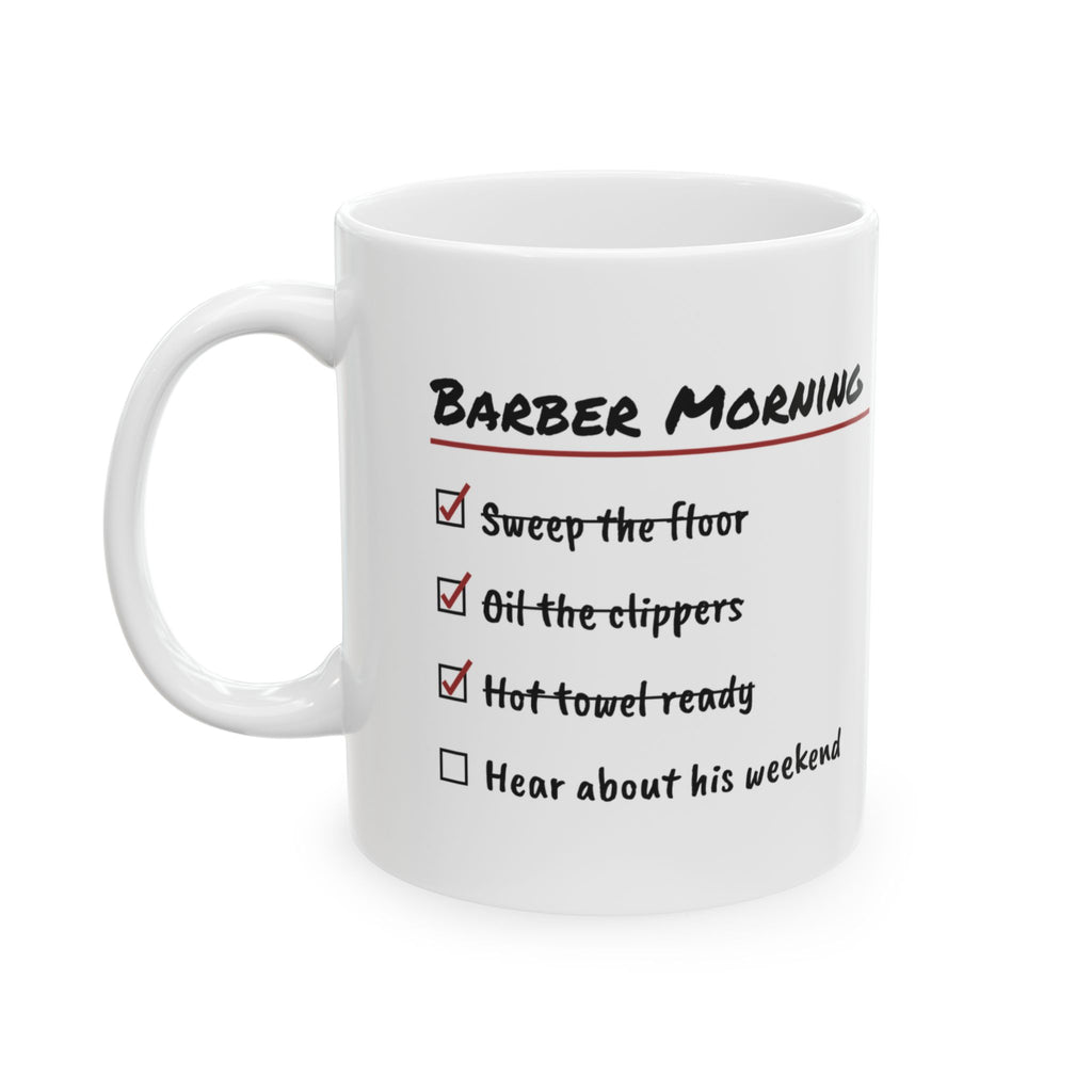 Barber Coffee Mug Clippers Oiled Coffee Poured Morning Checklist