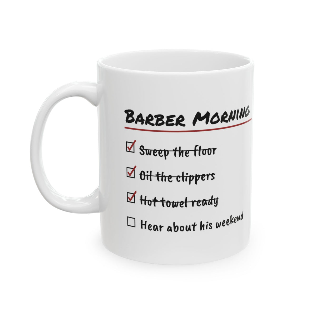 Barber Coffee Mug Clippers Oiled Coffee Poured Morning Checklist