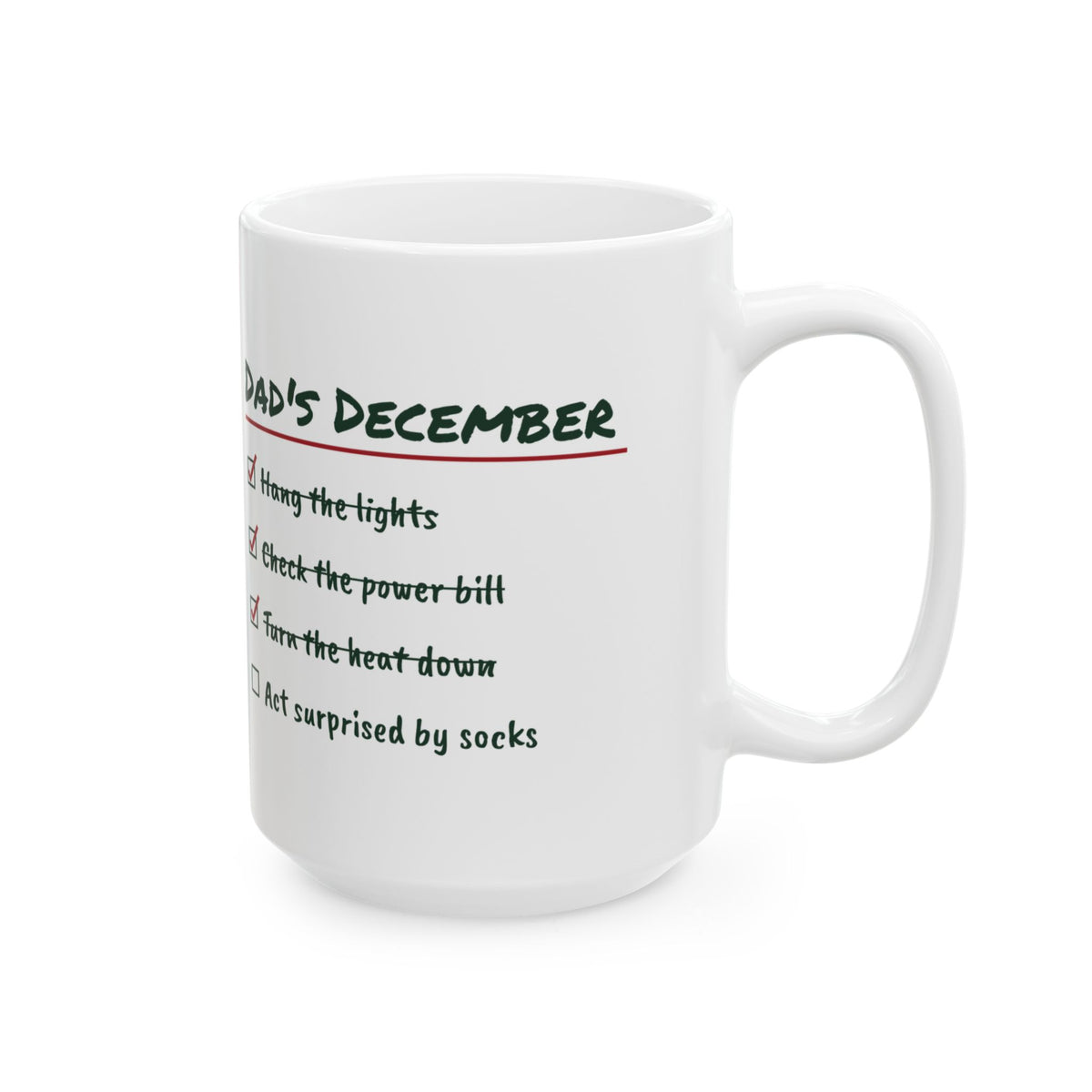 Funny Dad Christmas Coffee Mug Act Surprised By Socks Checklist