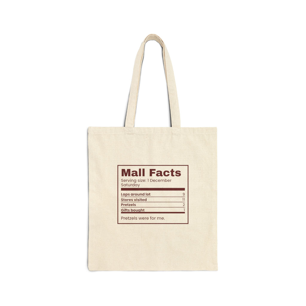 Funny Christmas Shopping Tote Bag Mall Facts Nutrition Label