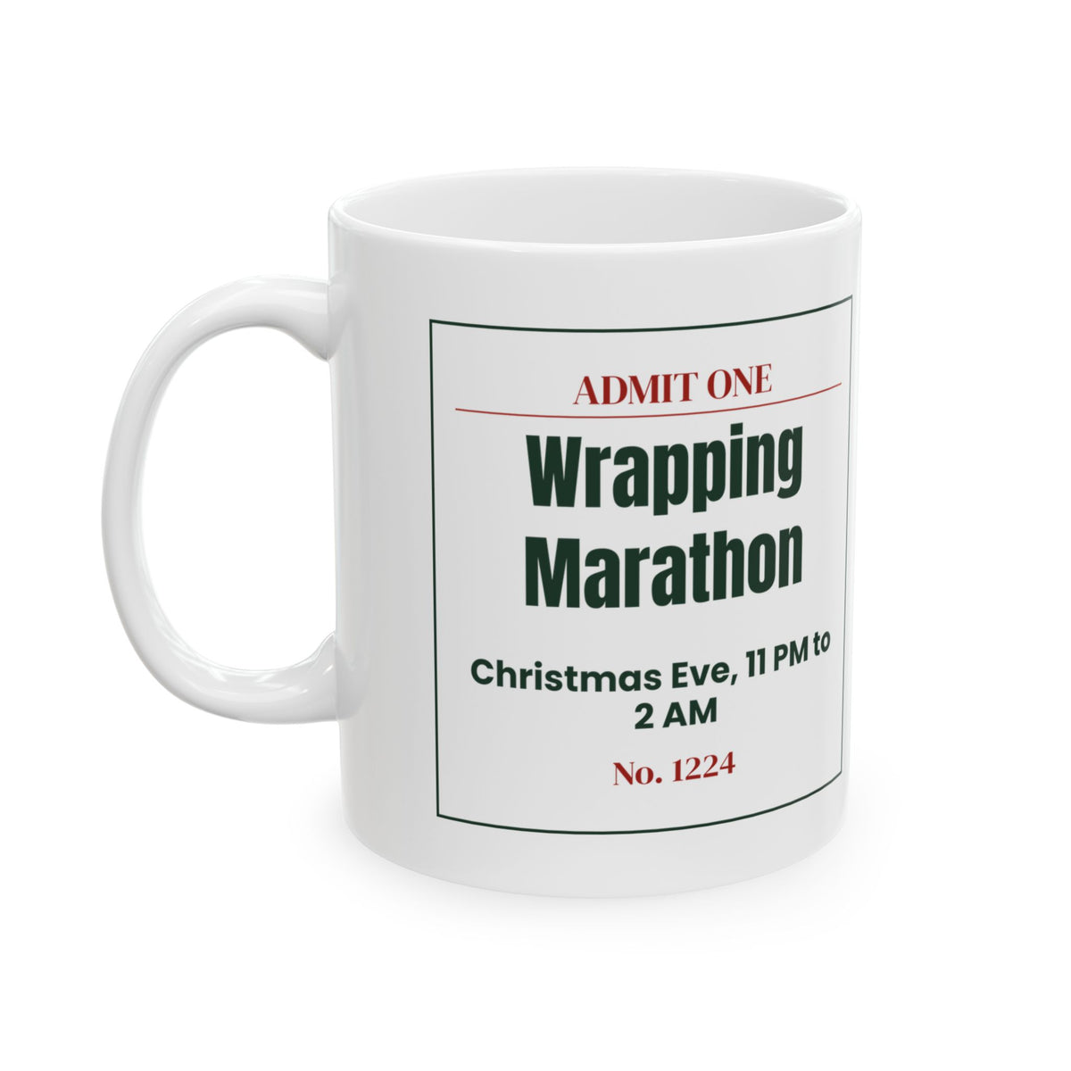 Funny Christmas Coffee Mug Wrapping Marathon Ticket For Mom And Dad