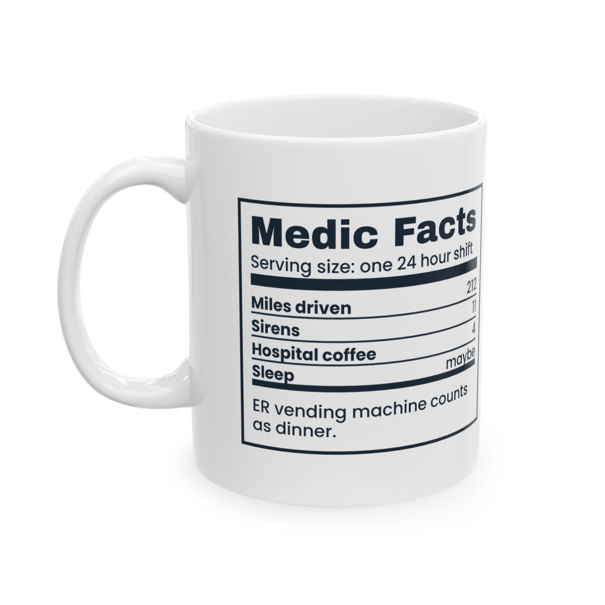 Funny Paramedic Coffee Mug Medic Facts Nutrition Label