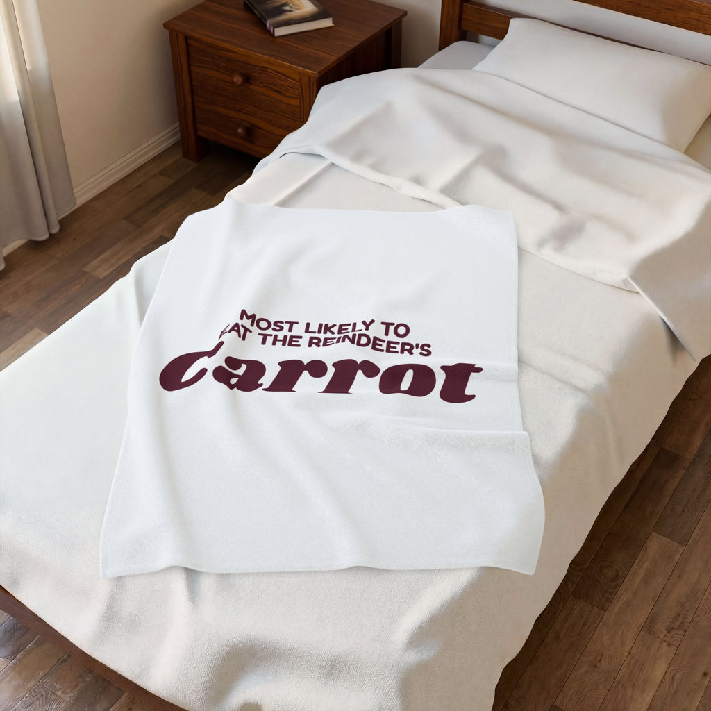 Funny Christmas Throw Blanket Most Likely To Eat The Reindeer's Carrot