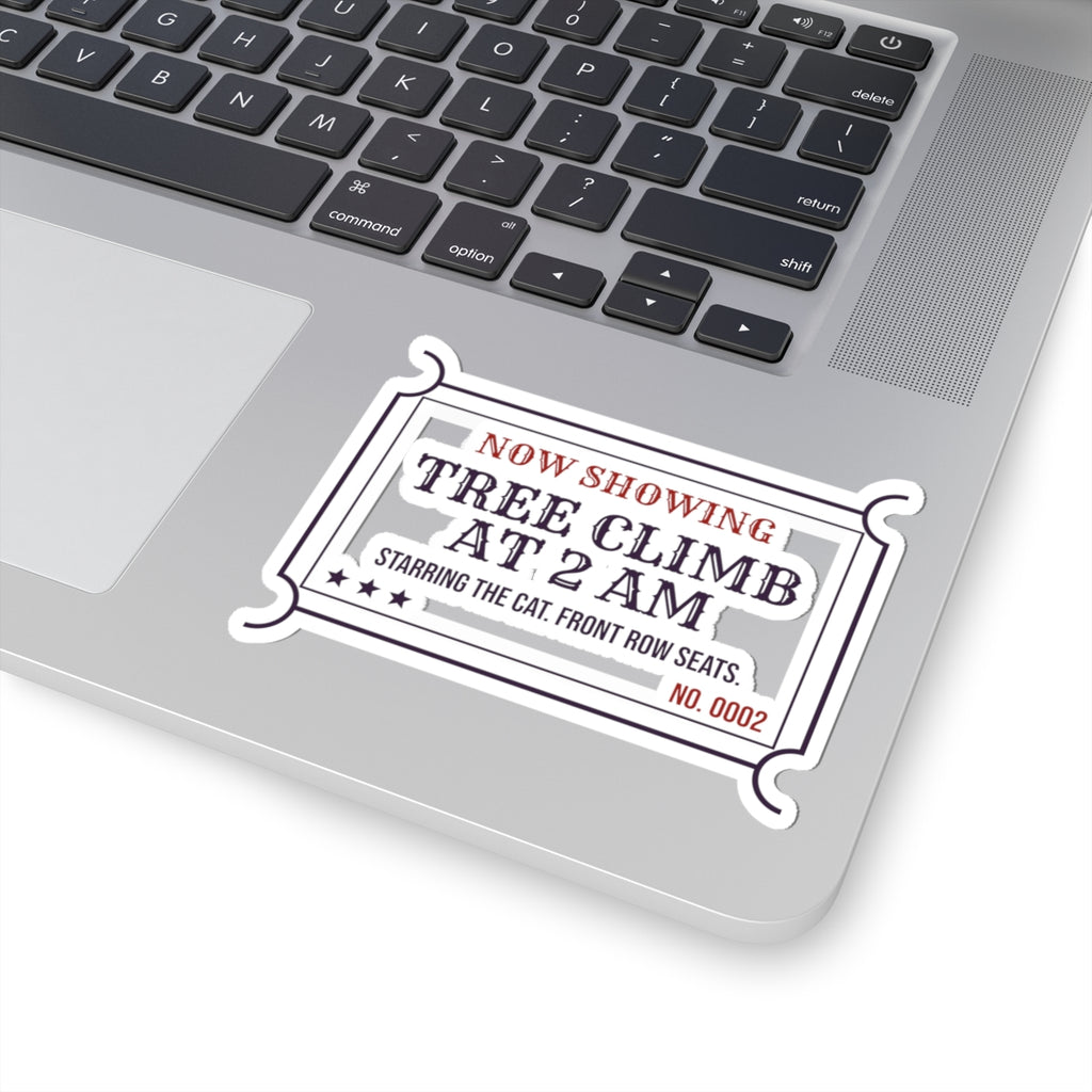 Funny Christmas Cat Sticker Nightly Tree Climb Ticket For Cat Owners