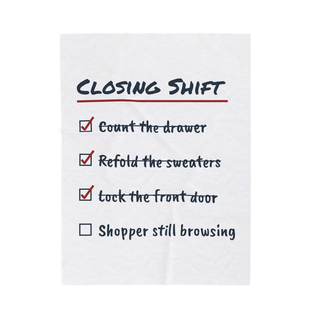Funny Retail Christmas Throw Blanket Closing Shift Shopper Still Browsing