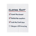 Funny Retail Christmas Throw Blanket Closing Shift Shopper Still Browsing