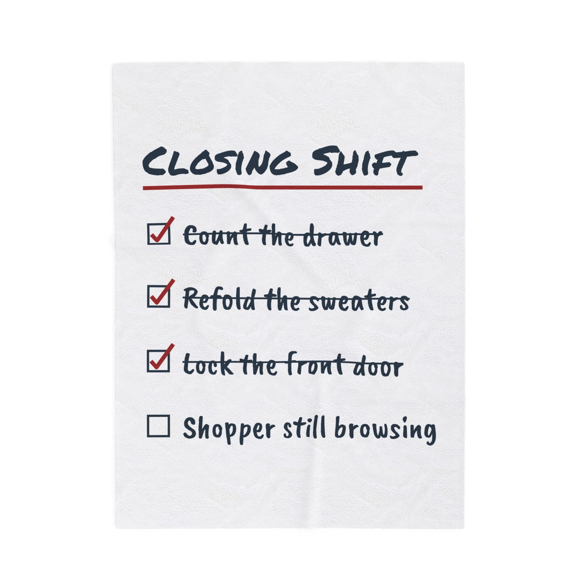 Funny Retail Christmas Throw Blanket Closing Shift Shopper Still Browsing