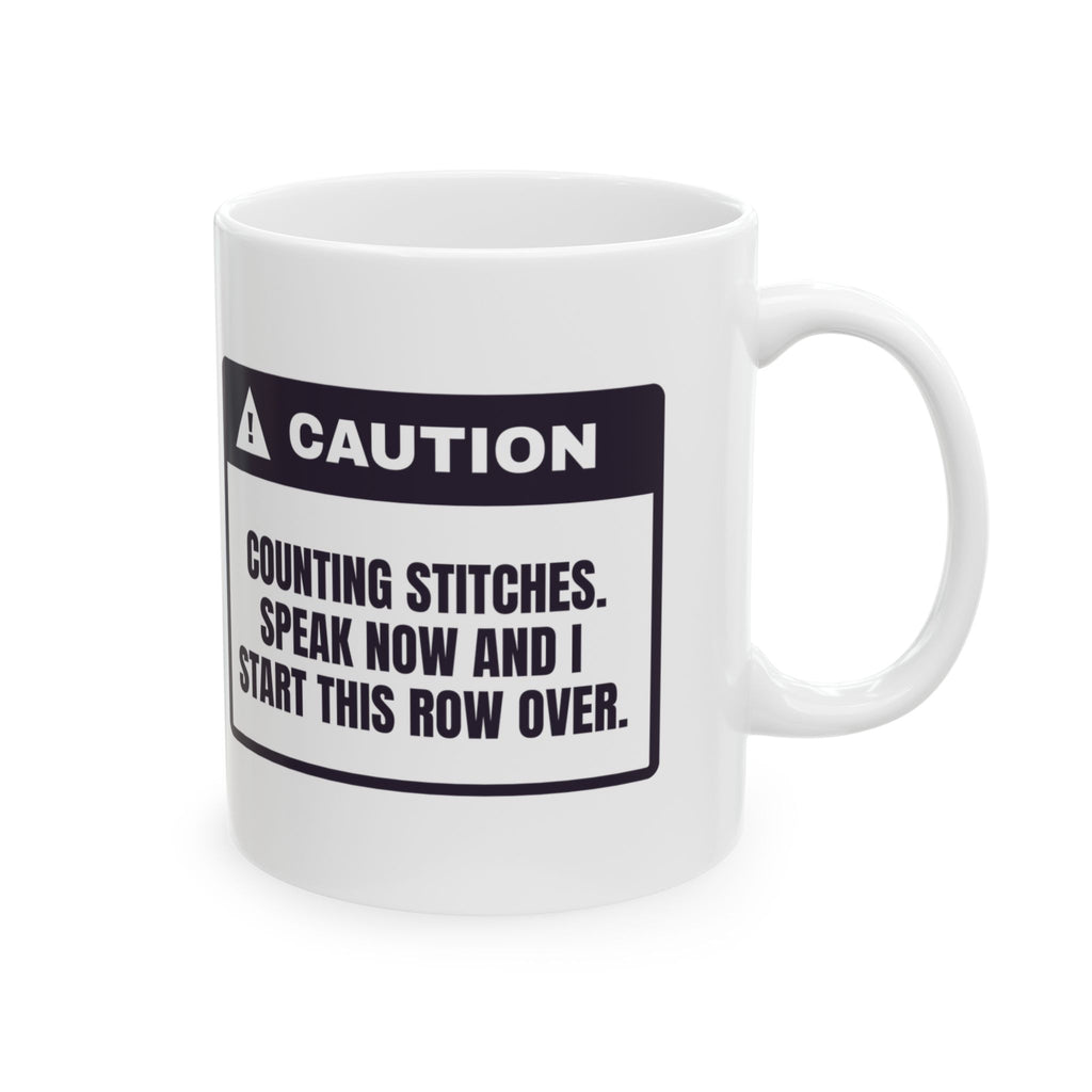 Funny Knitter Coffee Mug Counting Stitches Please Hold Warning