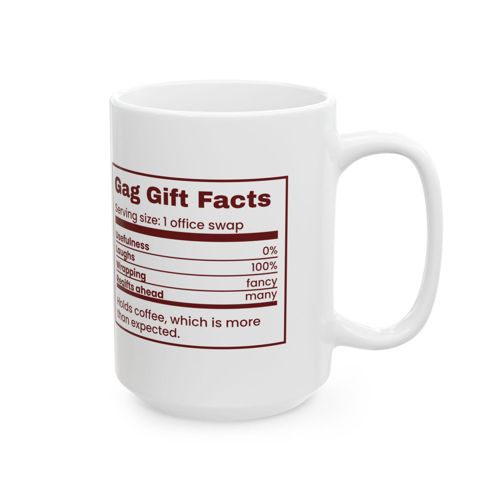 Funny White Elephant Coffee Mug Gag Gift Facts Nutrition Label