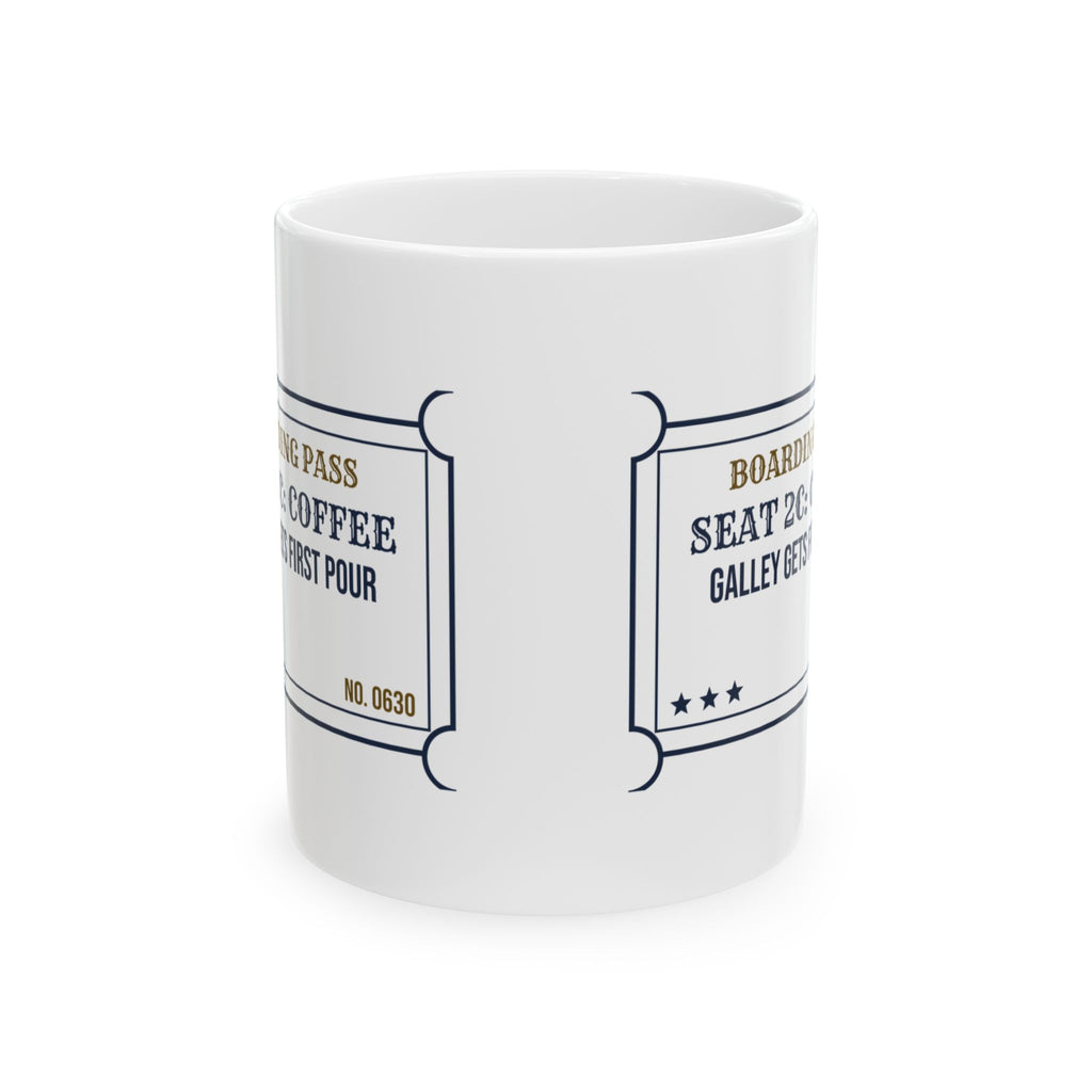 Flight Attendant Coffee Mug Boarding Pass Galley Gets First Pour
