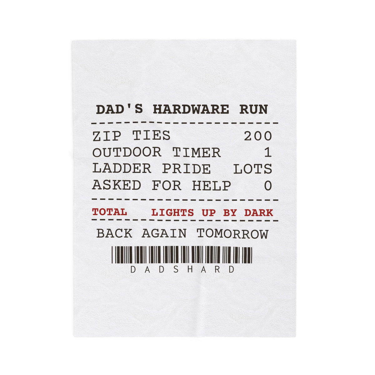 Funny Christmas Throw Blanket Dad's Hardware Run Receipt For Dads