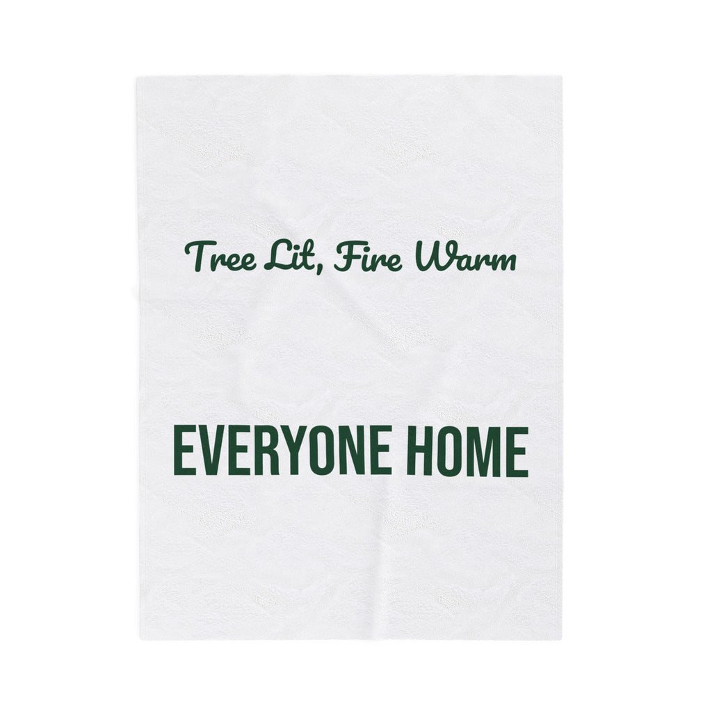 Christmas Throw Blanket Tree Lit Fire Warm Everyone Home Cozy Design