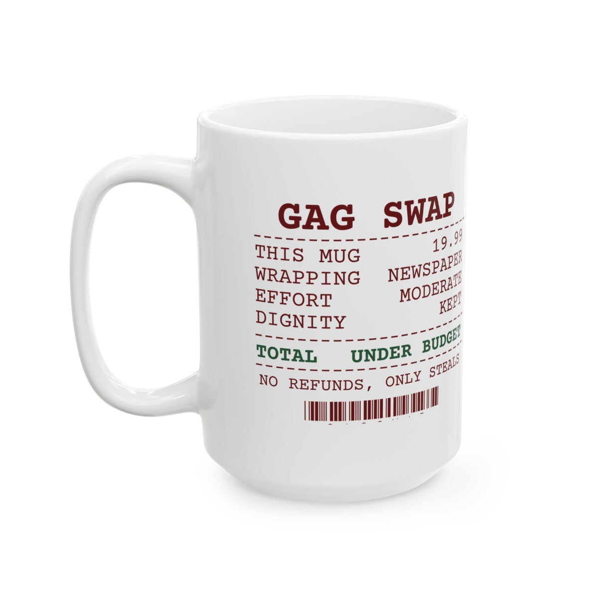 Funny White Elephant Coffee Mug Gag Swap Receipt For Office Exchange