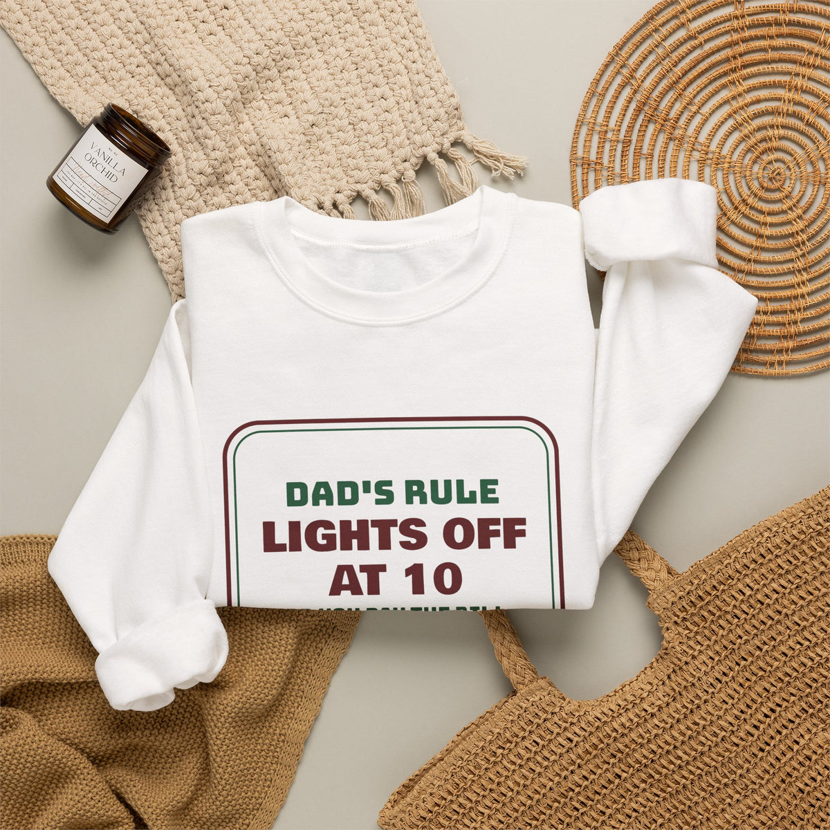 Funny Christmas Dad Sweatshirt Lights Off At 10 Or Pay The Bill
