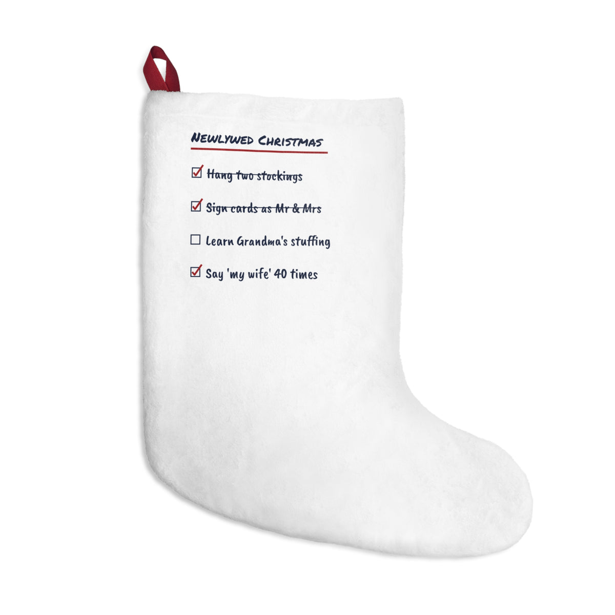 Funny Christmas Stocking Newlywed Christmas Checklist For New