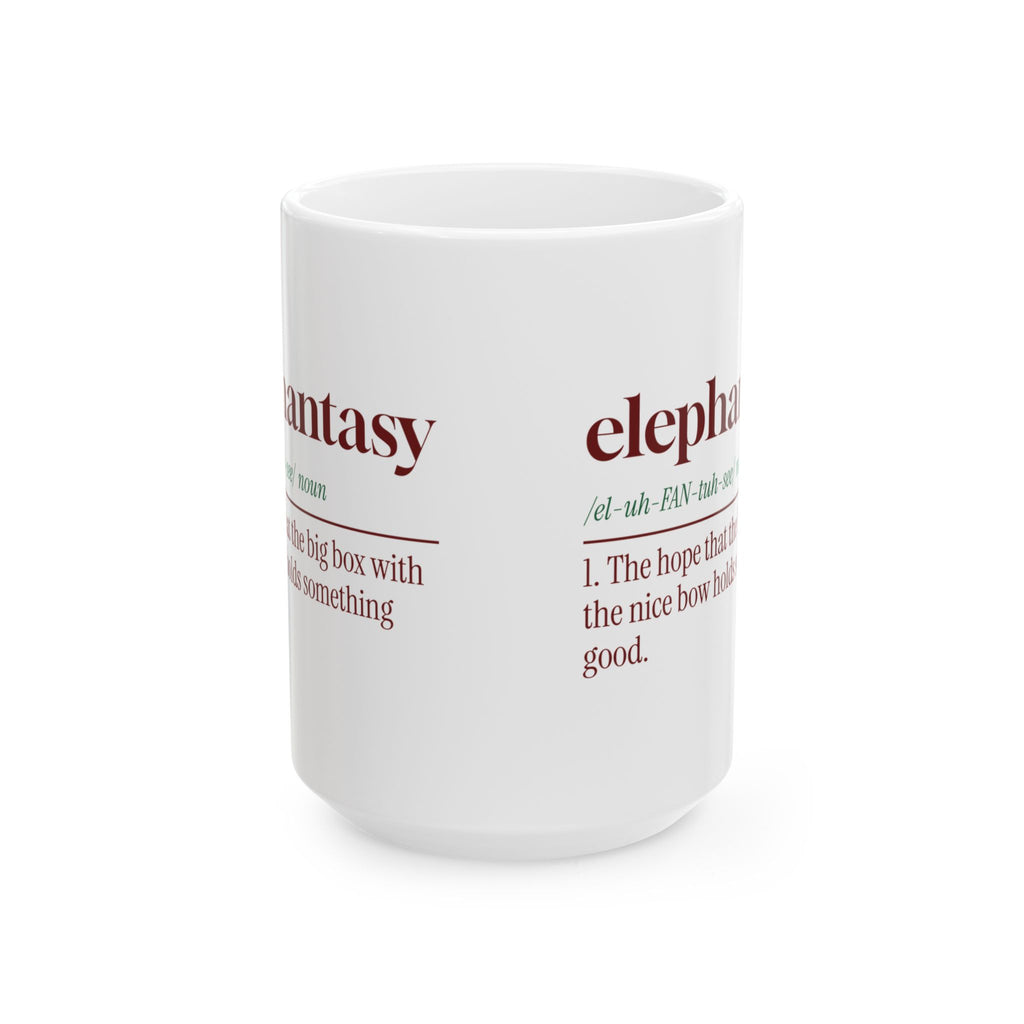 Funny White Elephant Coffee Mug Elephantasy Dictionary Definition