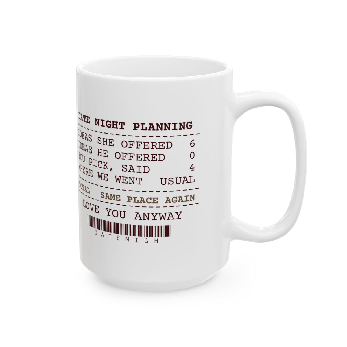 Funny Wife Coffee Mug Date Night Planning Receipt For Wives