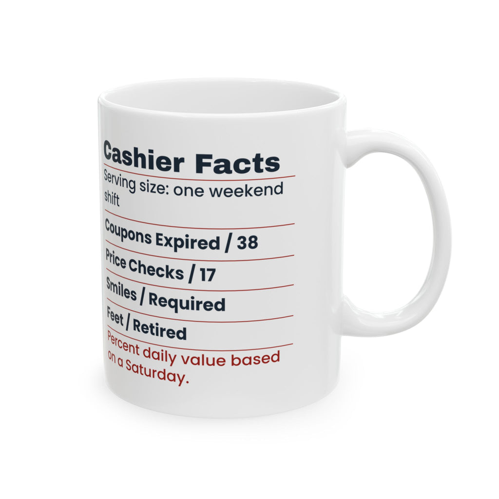 Funny Cashier Coffee Mug Cashier Facts Nutrition Label