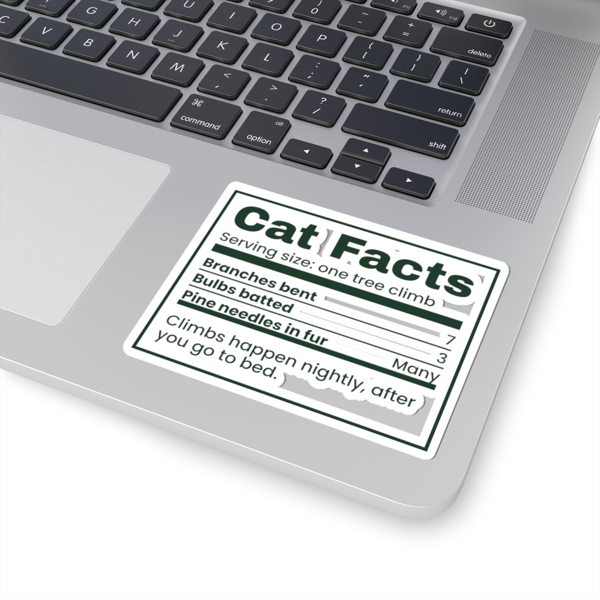 Funny Christmas Tree Cat Sticker Cat Nutrition Facts Label