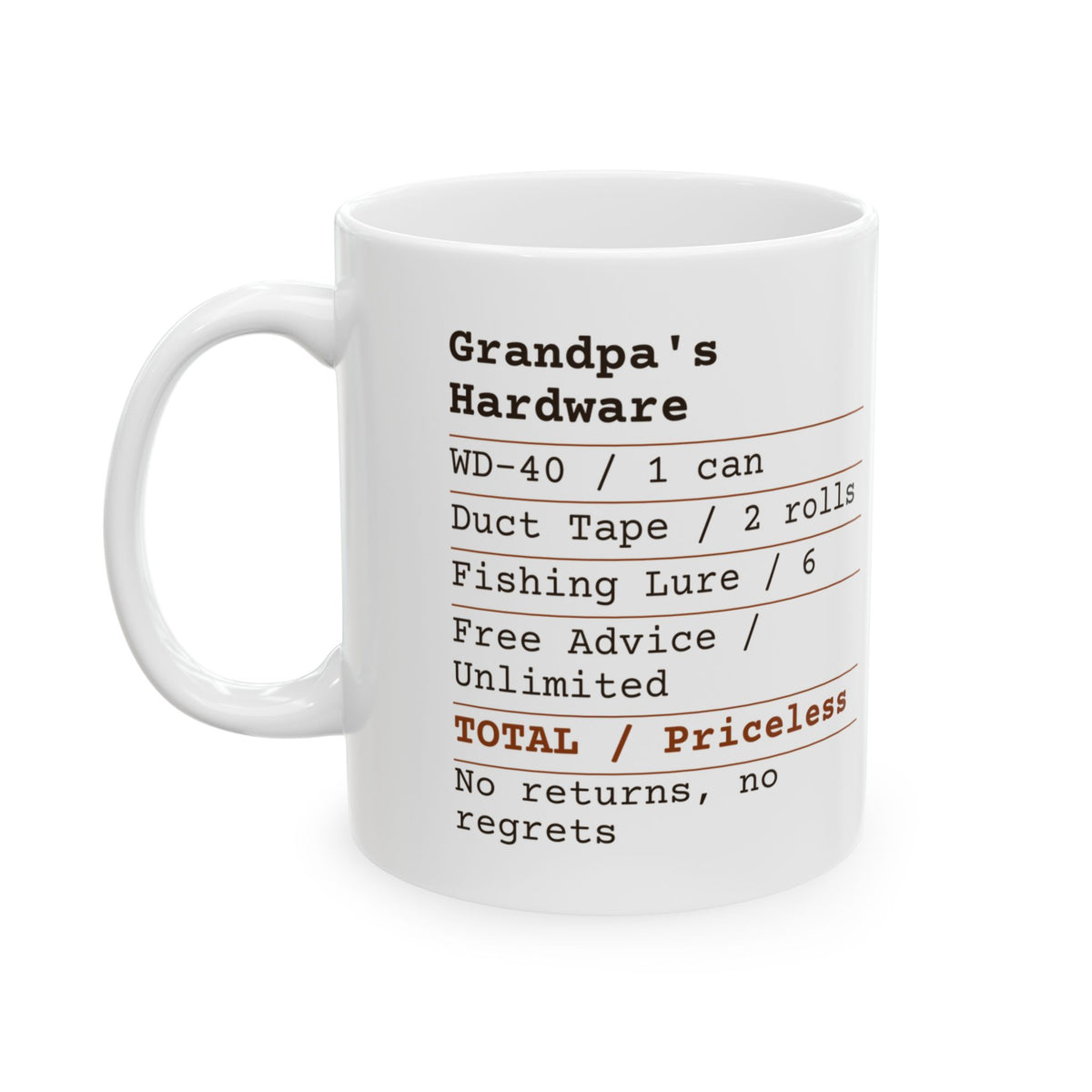 Funny Grandpa Receipt Coffee Mug Hardware Advice For Grandpa