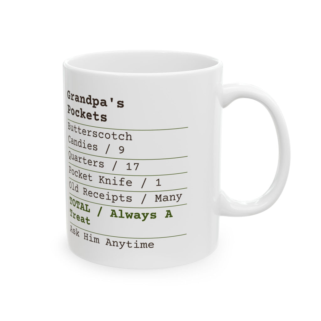 Father's Day Coffee Mug Grandpa's Pockets Receipt Butterscotch