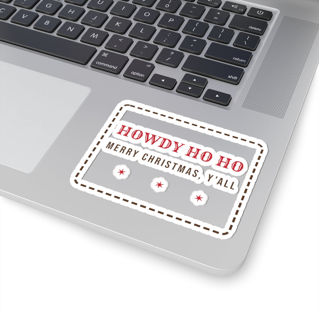 Funny Western Christmas Sticker Howdy Ho Ho