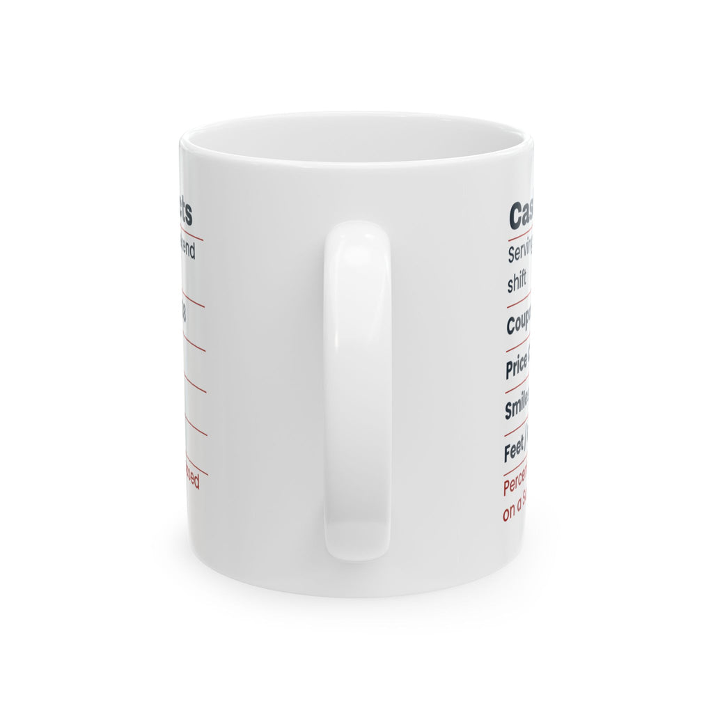 Funny Cashier Coffee Mug Cashier Facts Nutrition Label