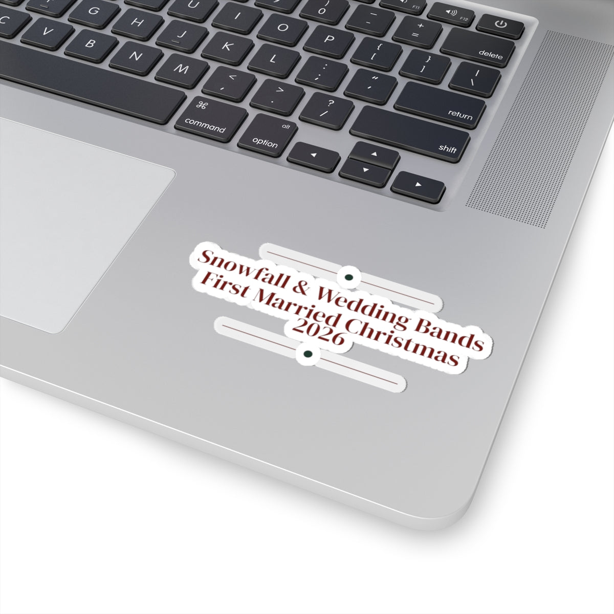 First Married Christmas Sticker 2026 Snowfall And Wedding Bands