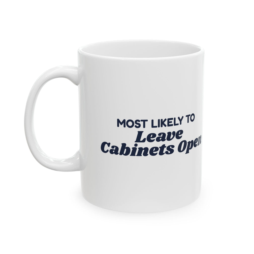 Funny Family Christmas Coffee Mug Most Likely To Leave Cabinets Open