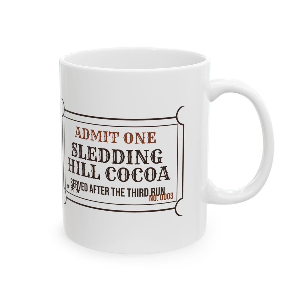 Funny Hot Cocoa Coffee Mug Sledding Hill Cocoa Ticket Winter Mug
