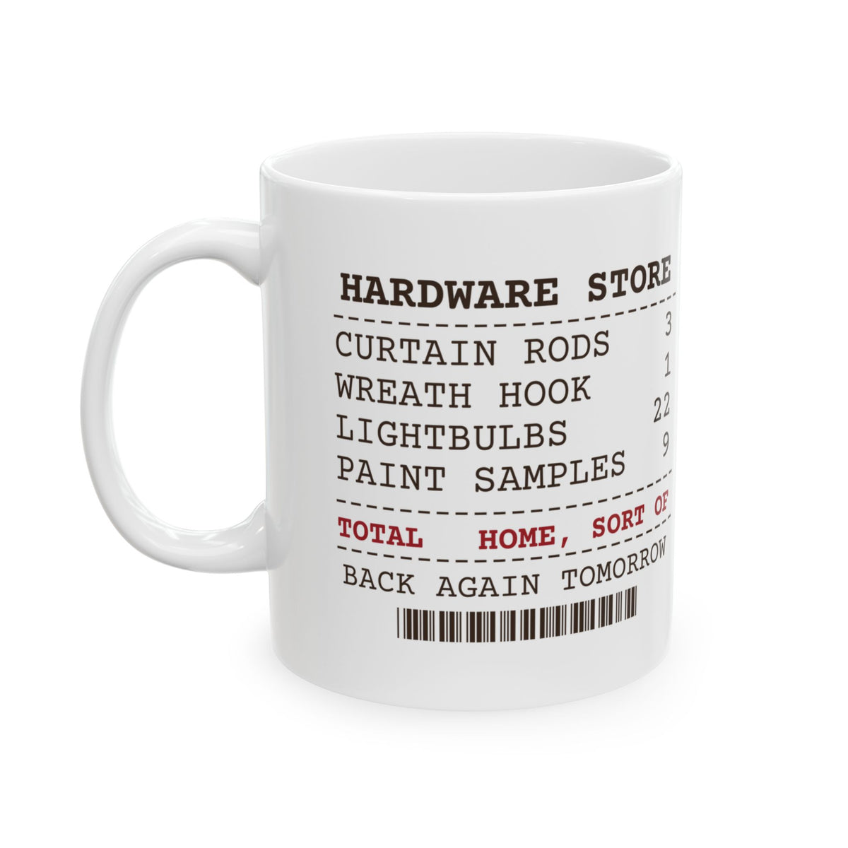 Funny New Homeowner Christmas Coffee Mug Hardware Store Receipt