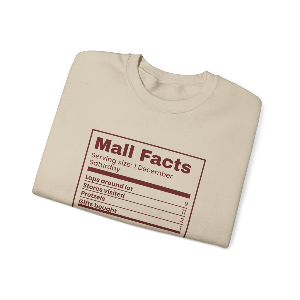 Funny Christmas Shopping Sweatshirt Mall Facts Nutrition Label