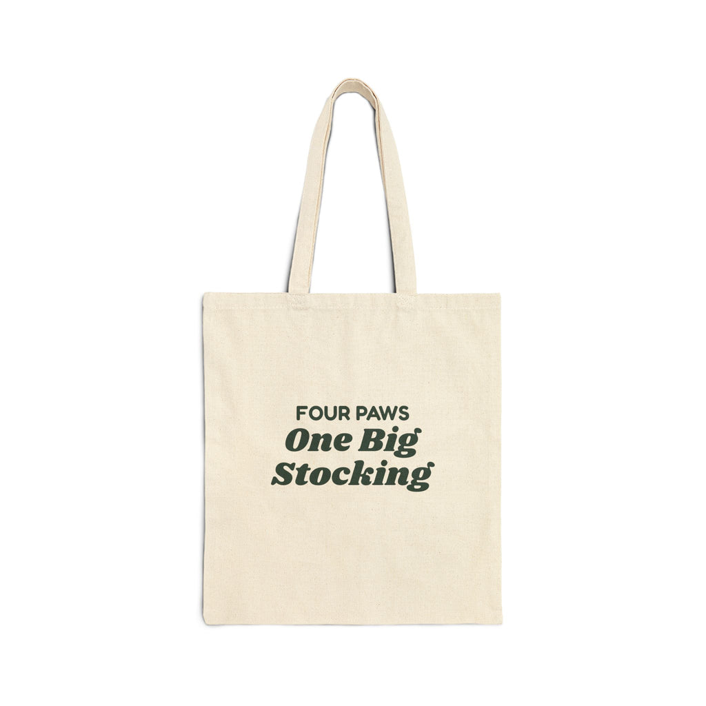 Funny Christmas Tote Bag Four Paws One Big Stocking For Dog Lovers
