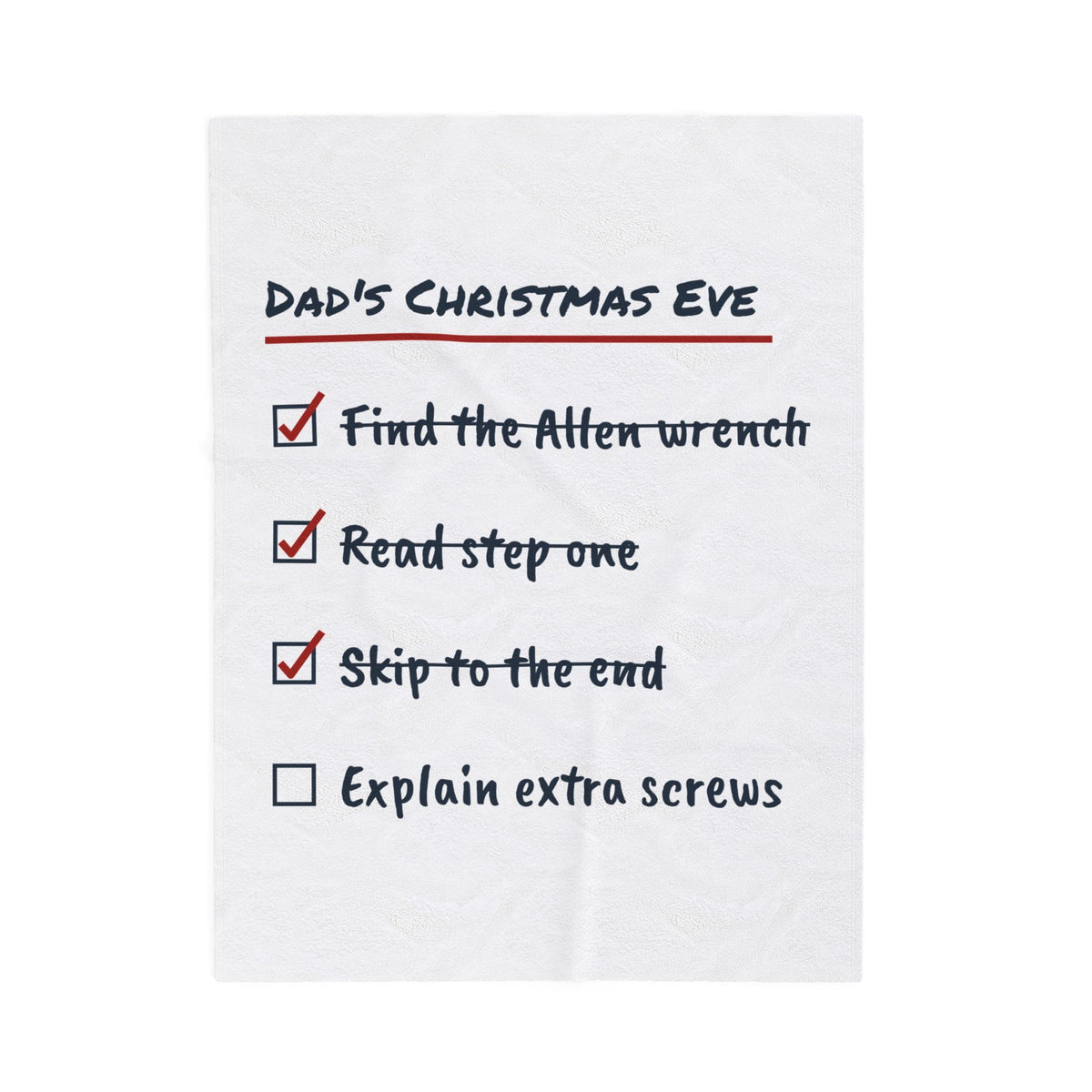 Funny Christmas Throw Blanket Dad's Christmas Eve Toy Assembly List