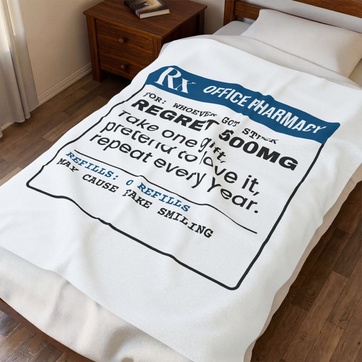 Funny White Elephant Throw Blanket Regret 500mg Prescription Gag Gift