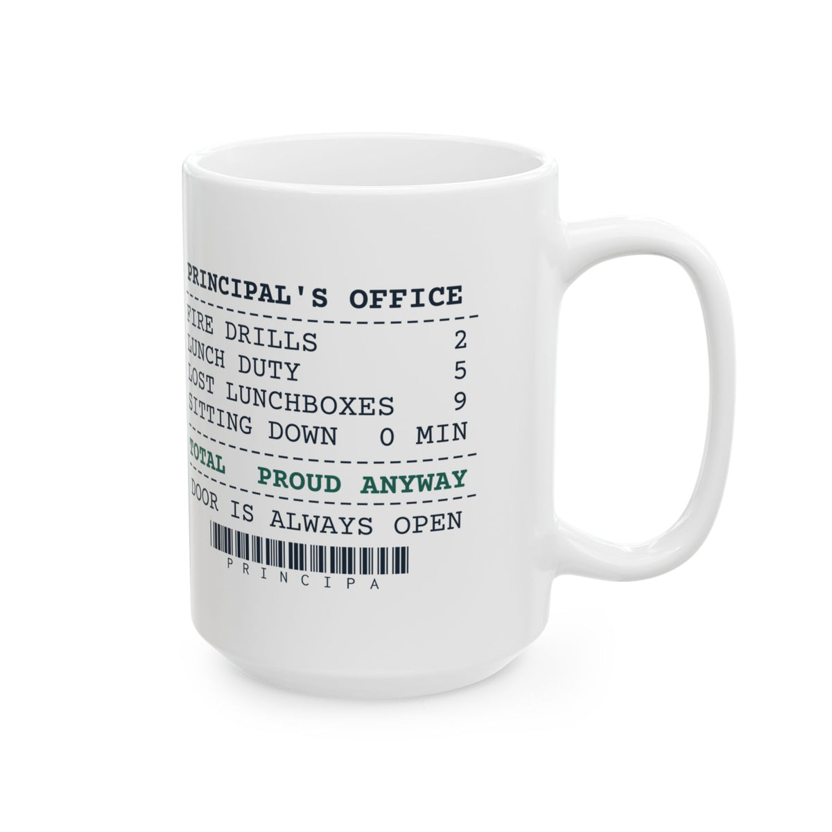 Funny Principal Coffee Mug Principal's Office Receipt