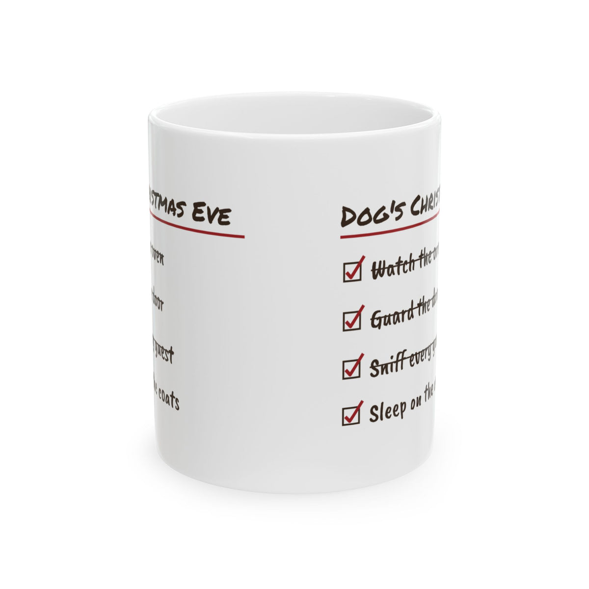 Funny Christmas Dog Coffee Mug Dog's Christmas Eve Checklist