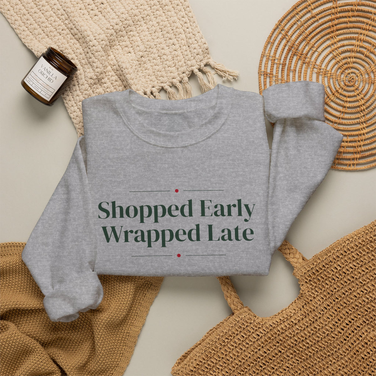 Funny Christmas Shopping Sweatshirt Shopped Early Wrapped Late