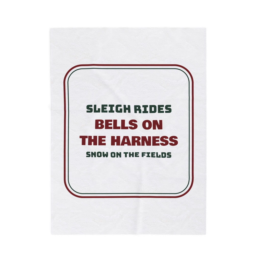 Christmas Throw Blanket Sleigh Rides Bells On The Harness Vintage Sign