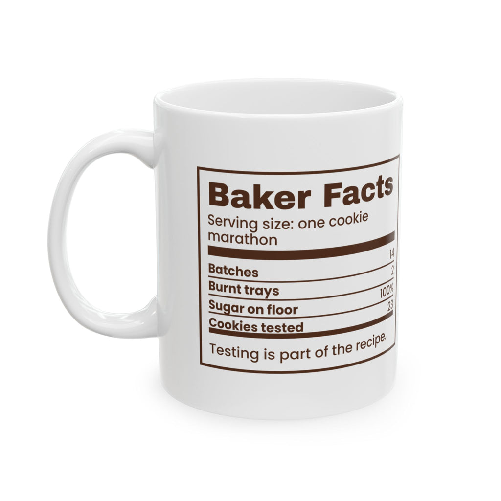 Funny Christmas Coffee Mug Baker Facts Cookies Tested Nutrition Label