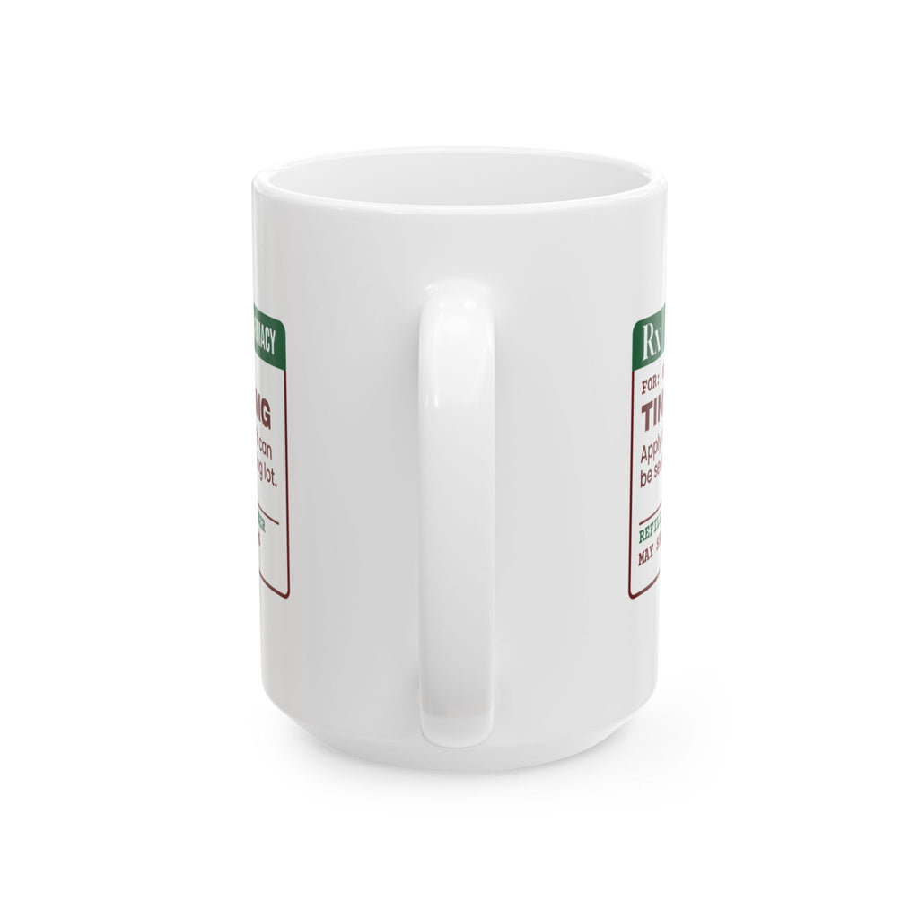 Funny Ugly Sweater Coffee Mug Tinsel 200mg Prescription Label