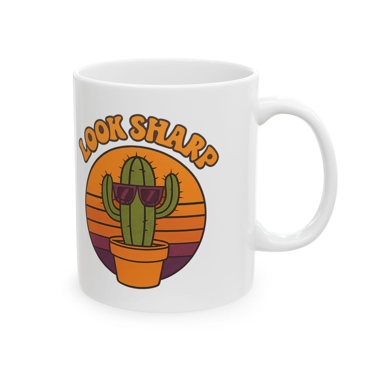 Look Sharp Funny Retro Cactus Plant Lover Coffee Mug