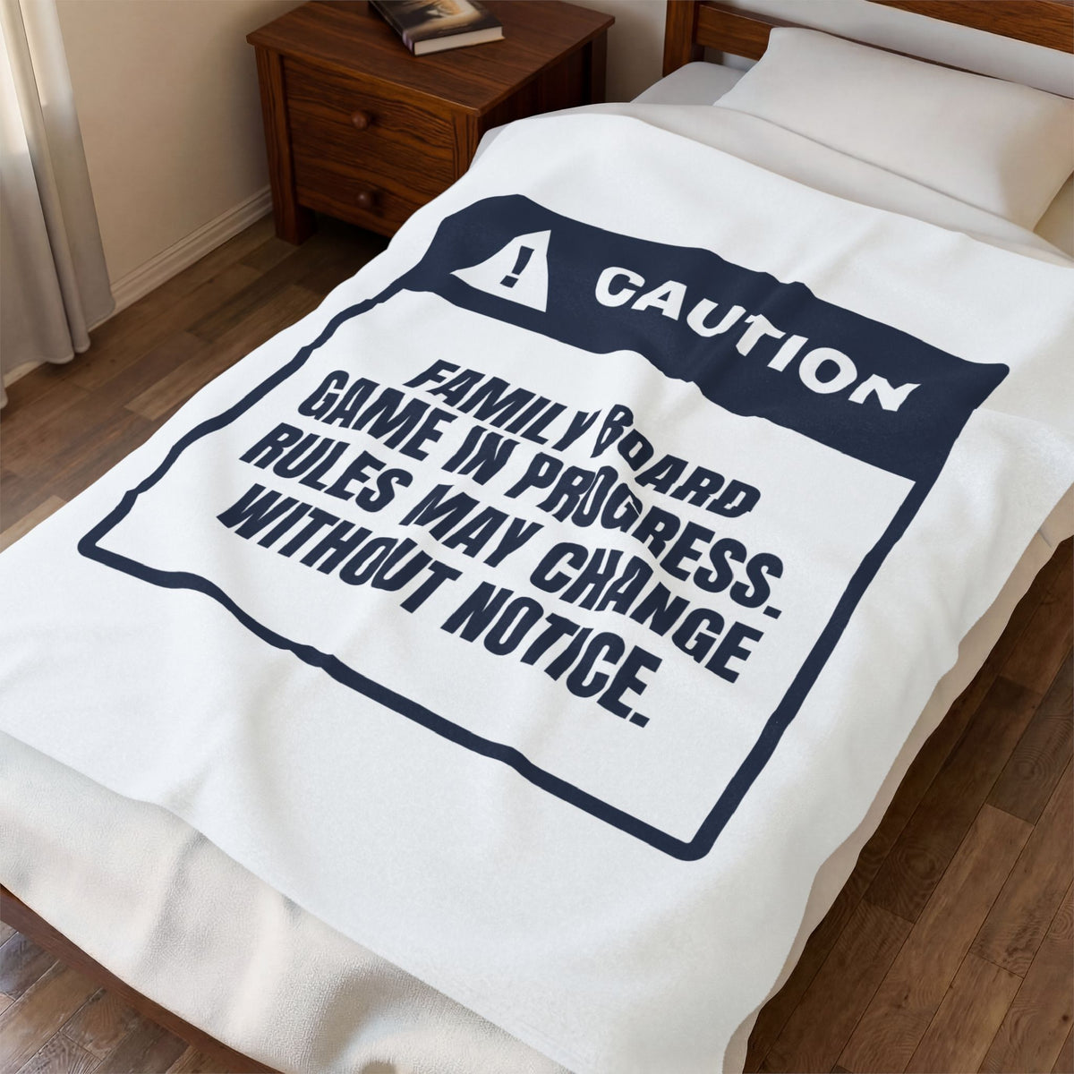 Funny Family Christmas Throw Blanket Family Game Night Caution Label