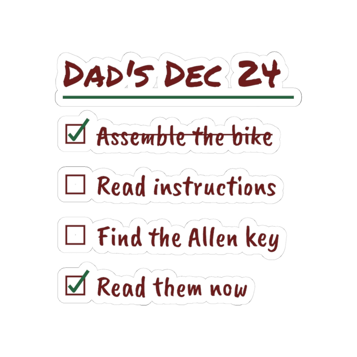Funny Christmas Dad Sticker Read The Instructions Eventually