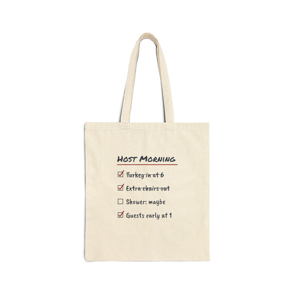 Funny Christmas Host Tote Bag Host Morning Checklist Guests Early