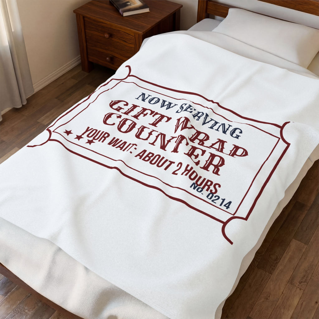 Funny Christmas Throw Blanket Gift Wrap Counter Ticket For Holiday Shoppers