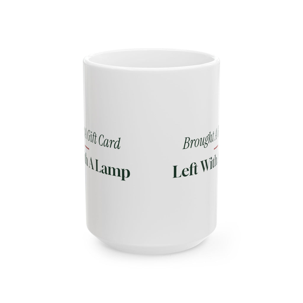 Funny White Elephant Coffee Mug Brought A Gift Card Left With A Lamp