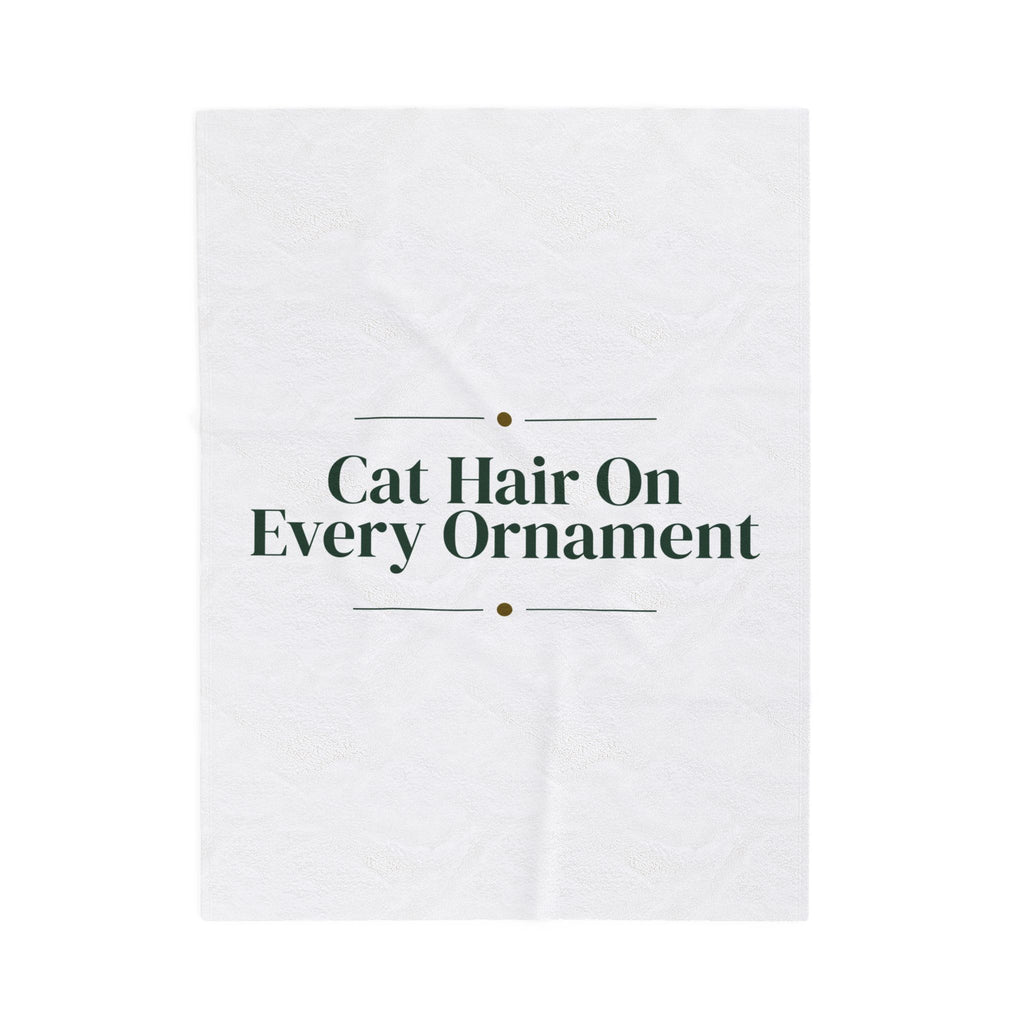 Funny Christmas Cat Throw Blanket Cat Hair On Every Ornament