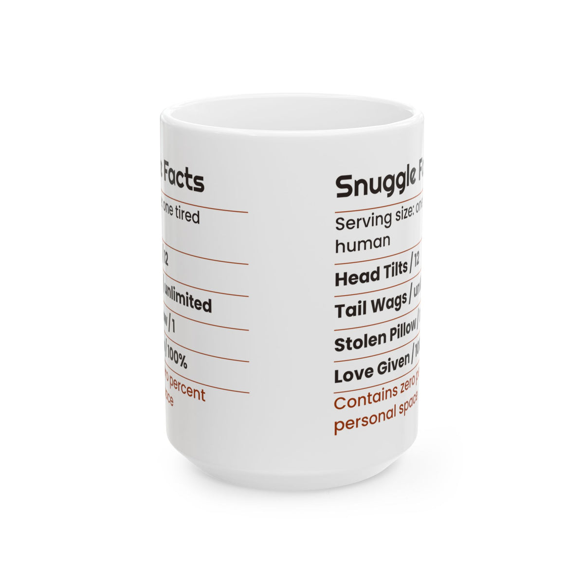 Funny Dog Coffee Mug Snuggle Facts Label For Dog Lovers